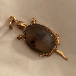 14k Gold & Agate Turtle Charm